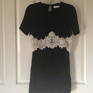 Sandro black dress white lace Sz 1 US Small